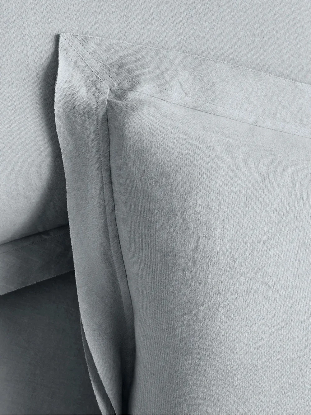 New Quince European Linen Double Flange Duvet Cover Set Full/Queen - Mist $194